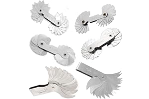 OBPFY Stainless Steel Radius Gauge Set, 6Pcs Portable Concave Convex External Internal Arc Measuring Tool for Tool and Die Makers Check （R0.3-1.5/ R1-6.5/ R7-14.5/ R15-25/ R25-50/R26-80）