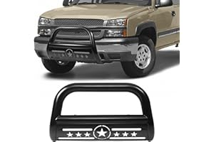 AISHAN Bull Bar 3" Front Grille Brush Push Bumper Guard with Removable Skid Plate Compatible with 1999-2006 Chevy Silverado 1500/ GMC Sierra 1500,Tahoe/Suburban/Yukon/Yukon XL1500, Black