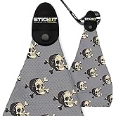 STICKIT The Original Magnetic Golf Towel with Gray Skulls | Top-Tier Microfiber Golf Towel with Deep Waffle Pockets | Industrial Strength Magnet for Strong Hold to Golf Carts or Clubs