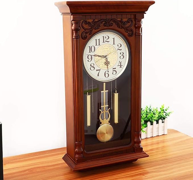 XUEXIONGSP Pendulum Wall Clocks Grandfather Wood Wall Clock with Chime Music Chime