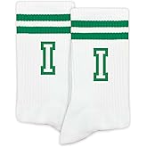 SSQBZU Striped Initial Socks with the Letter in Green, St. Patricks Day Socks Gifts for Family Friends, etc.