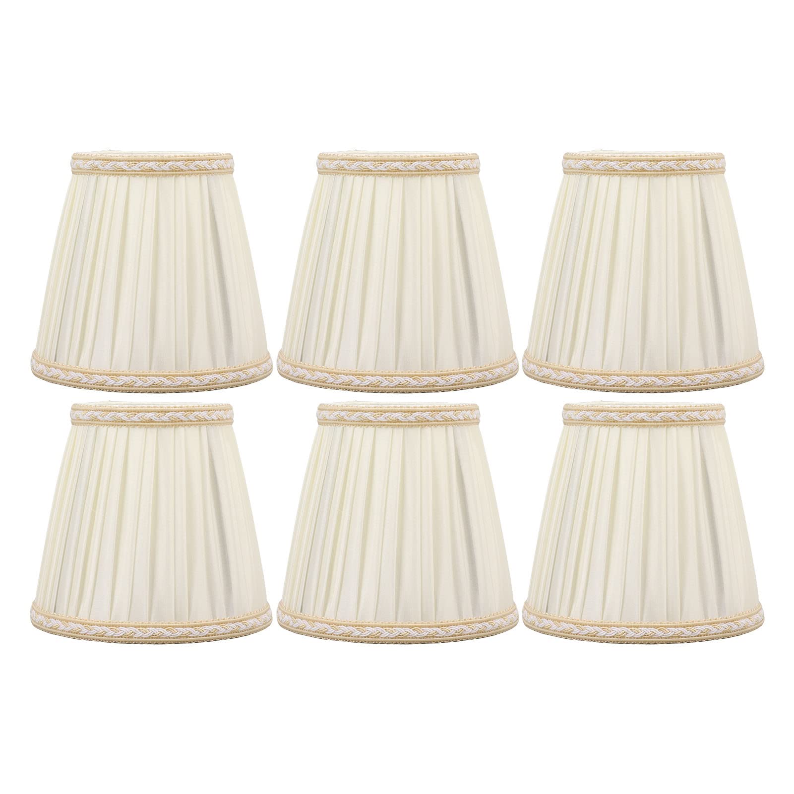 6Pcs Lamp Shades for Table Lamps,Fabric Cloth Lampshade,Clip On Chandelier Lamp Shades for Candelabra Bulbs Table Wall Lamp, 5.5X 5.1x 3.5Inch
