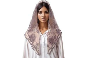 Mantilla Veil Latin Mass Head Scarf Lace Flower Shawl Spanish Headwrap for Catholic Chapel Wedding Bridal Travel Scarf