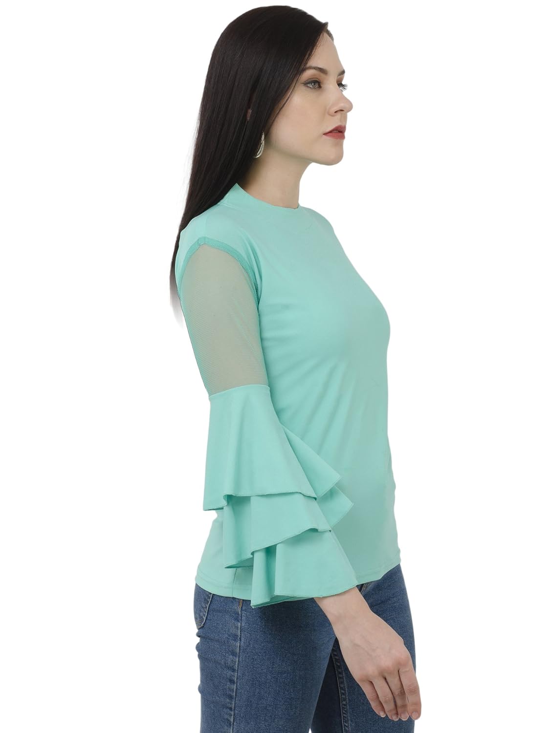 dimpy garments buynewtrend bell sleeve crepe top for women