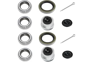 LUMANIOUS 2 Sets L44643 L44610 Trailer Axle Bearings Kit with 12192TB Grease Seals, 1.98'' Trailer Dust Caps, Cotter Pins, Rubber Plugs, Fits for 1'' 2000-2200LB Boat Trailer Axle.