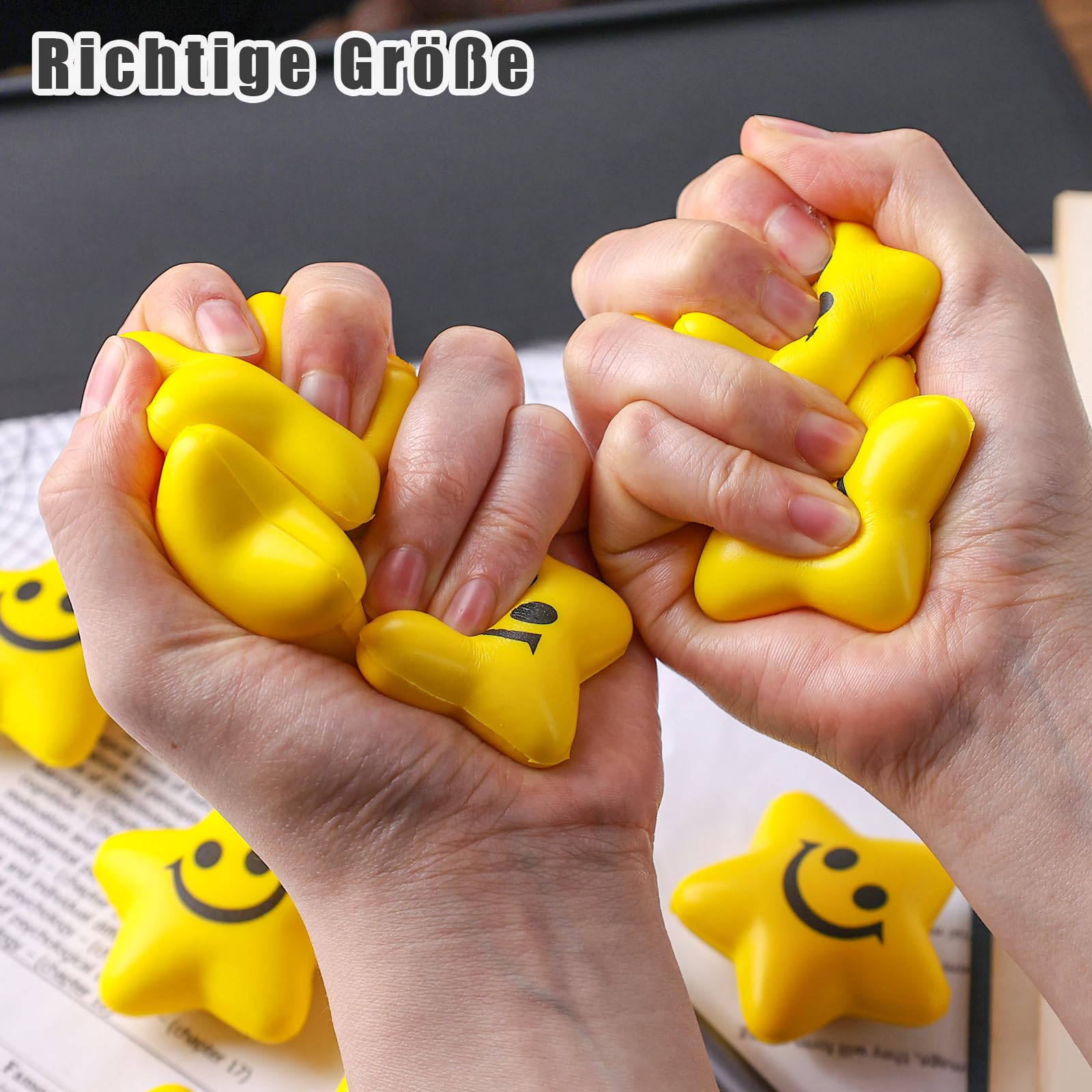 Koogel 20 Stück Stressbälle, Stern Schaum Smile Ball Sternform Stressball Relief Stern Stress Ball Lächeln Stressball für Schule Belohnung Student Party Tasche Füllstoffe