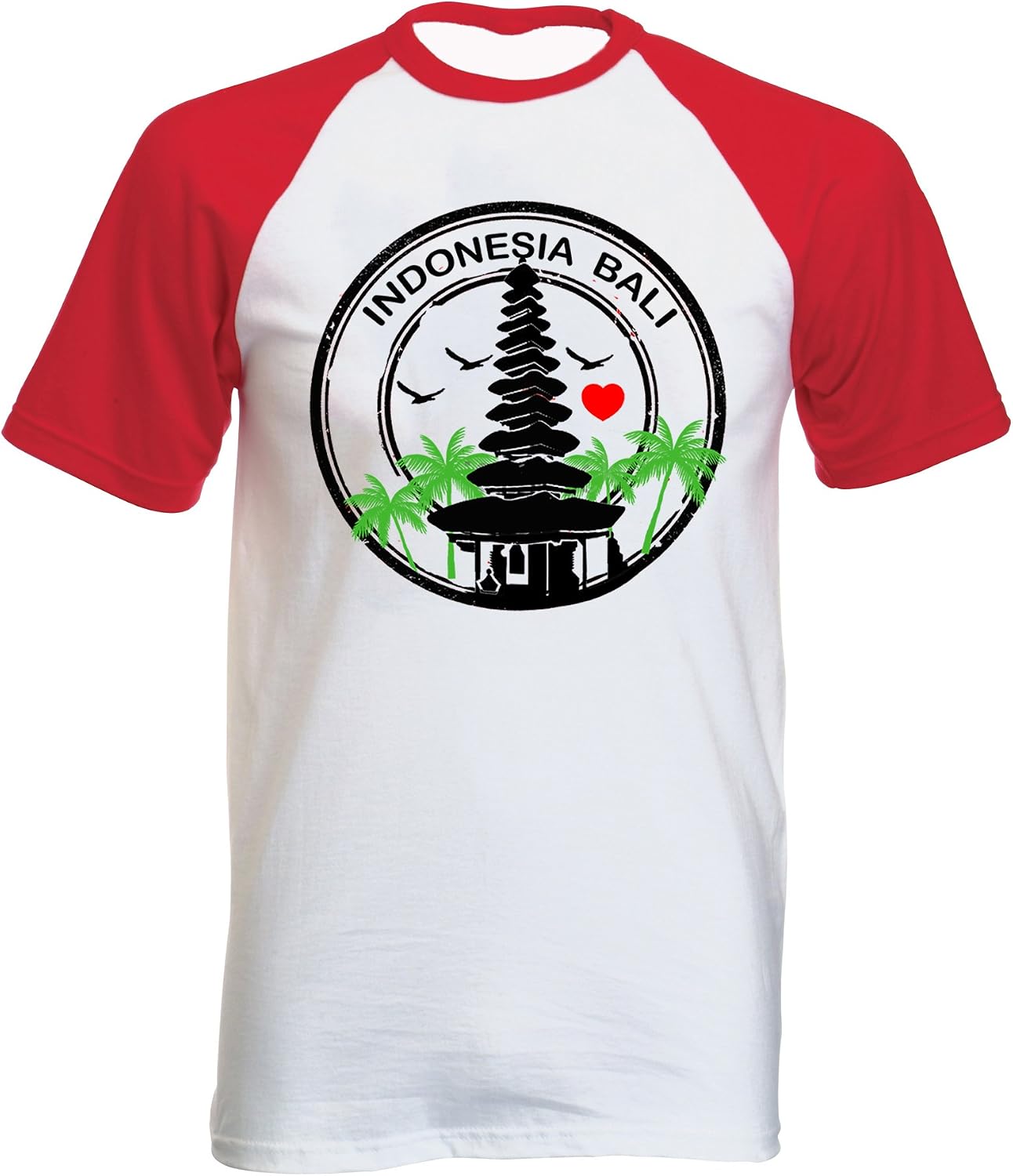 teesquare1st Men's Indonesia Bali Red Short Sleeved T-Shirt: Amazon.de