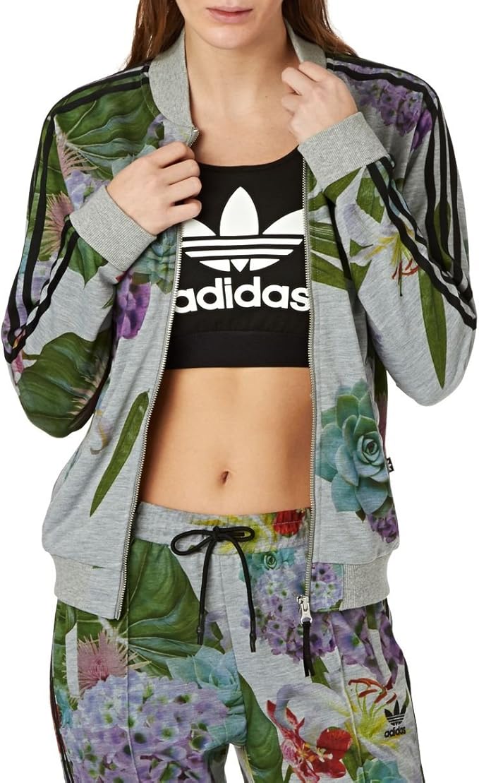 adidas grey floral jacket