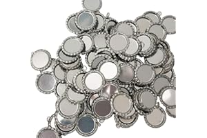 LEVYLISA 100 Pieces Flattened Bottle caps Double sided, Wholesale Bottle Caps Caps With Split Ring, Silver Bottle Caps Crafts Pendants, Necklaces, Jewelry
