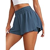 CRZ YOGA 2 in 1 Split Flowy Running Shorts for Women 3" - High Waisted Quick Dry Skirts for Tennis Workout Athletic Lounge