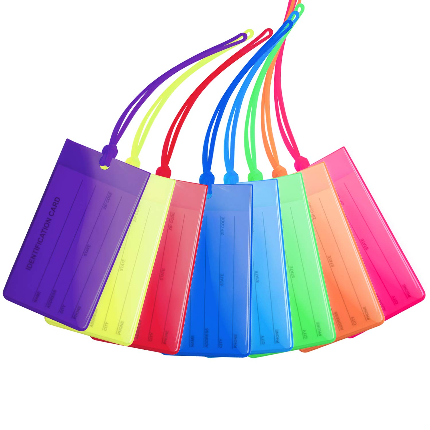 8 Pack Luggage Tags,Flexible Silicone Travel ID Labels Set, ID Labels for Bags Baggage 8 Colors