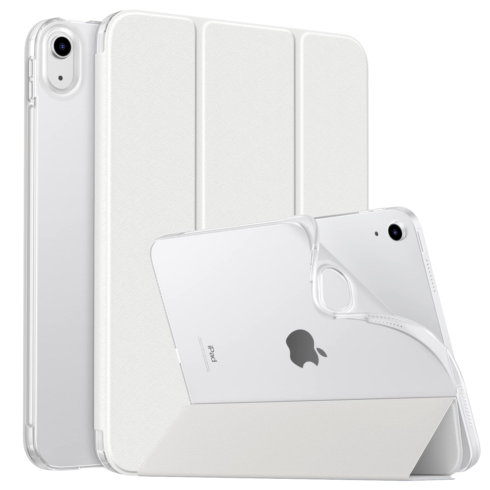 MoKo Case for New iPad (A16) 11th Generation 2025/10th Generation 2022, iPad 11 inch/10.9 inch Case with Soft TPU Translucent Frosted Back Cover,Auto Wake/Sleep,Support Touch ID,White — image 1