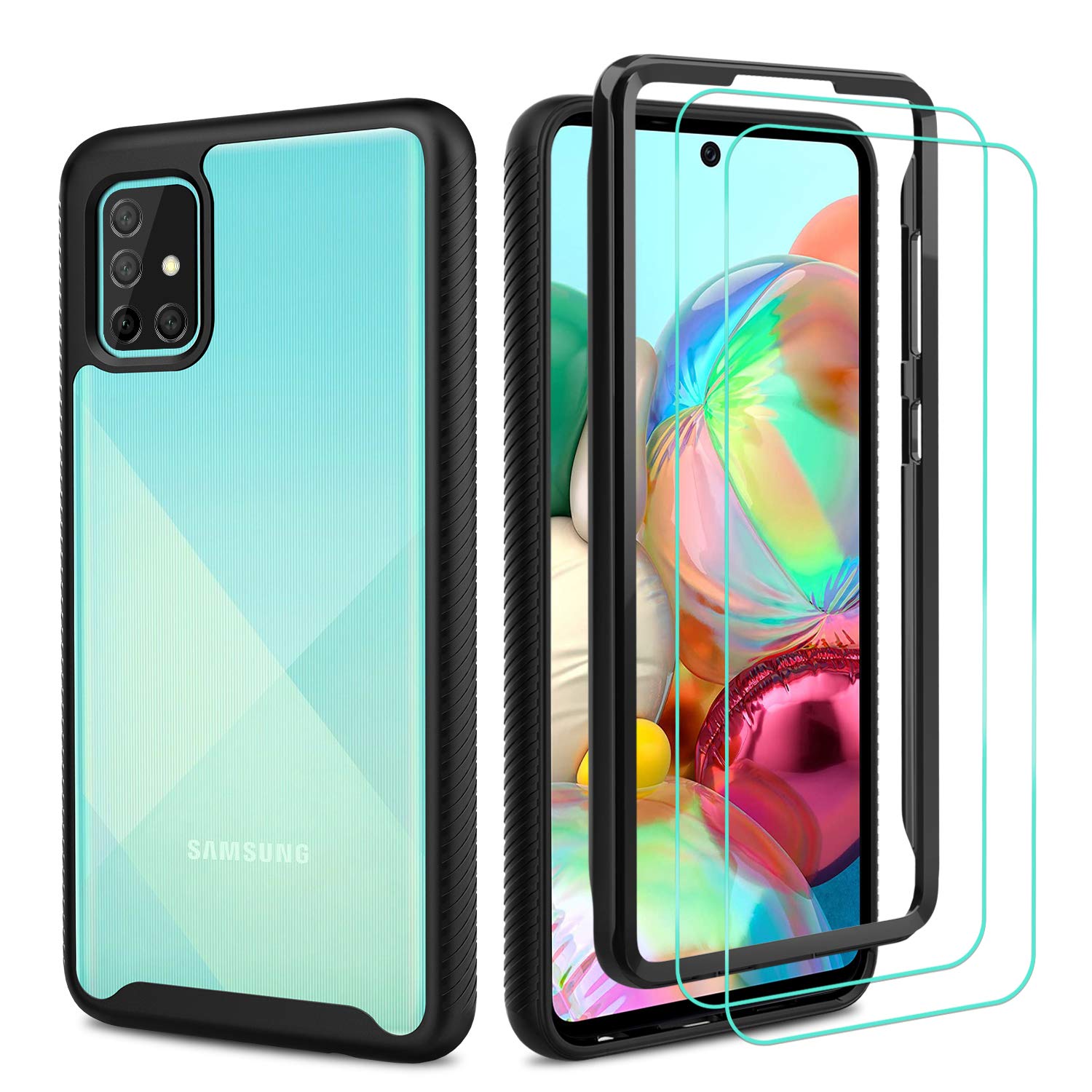 Case for Samsung Galaxy A71 4G, [360 Full Body Cover]: Anti-Slip, with  Tempered Glass Screen Protectors, Heavy Duty Protection Shockproof Slim