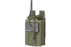 FRTKK Tactical Radio Holder Radio Holster Molle Radio Pouch Universal Radio Case Military Heavy Duty Radio Bag for Police Firefighter Two Ways Walkie Talkies Vest (Army green)