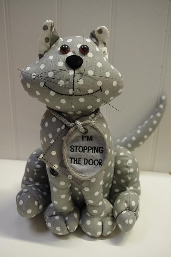Grey Dotty Cat Door Stop 30cms Amazon.co.uk Kitchen & Home