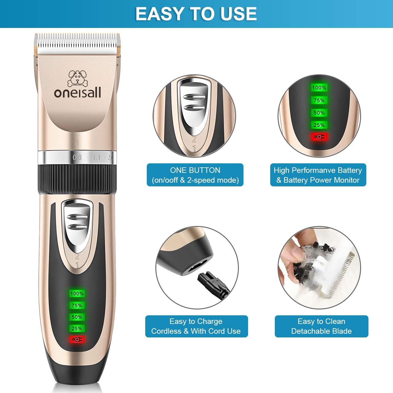 oneisall professional heavy duty dog clippers