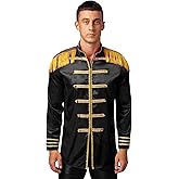 Linjinx Men's Adults Fancy Dress Hippie 1960s Satin Cardigan Coat SGT Sergeant Pepper Costume