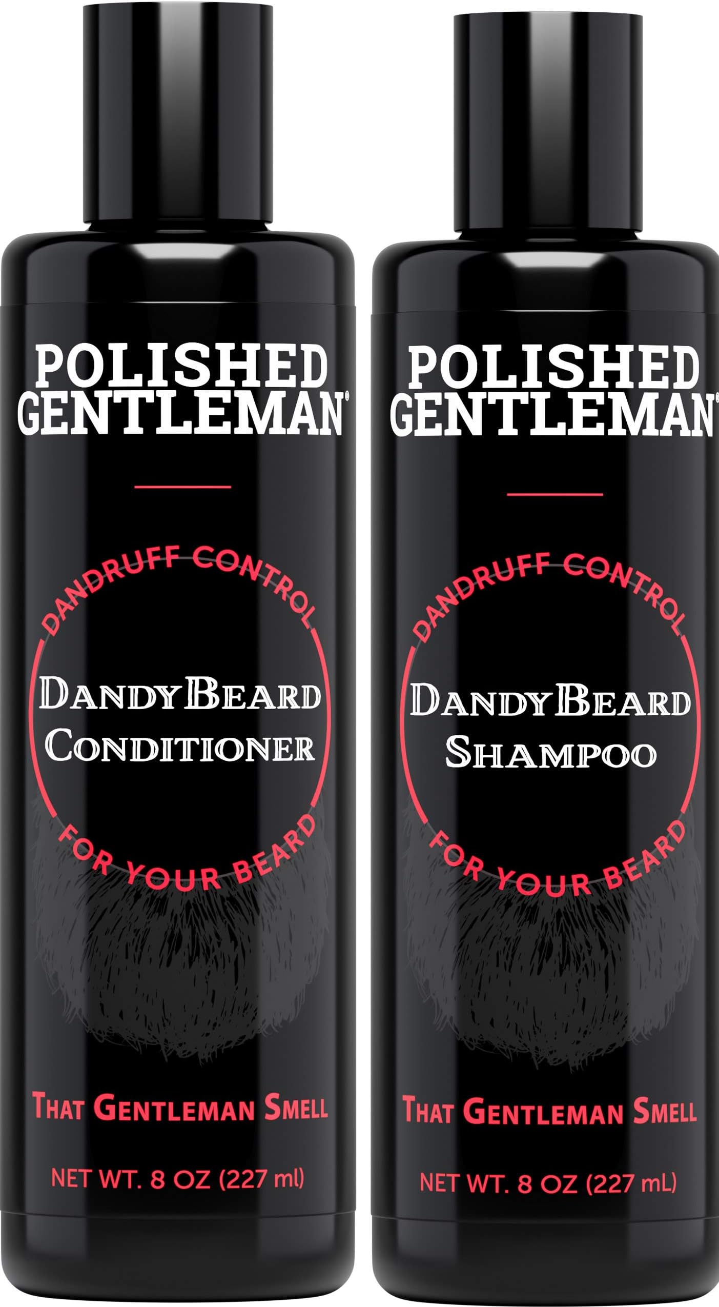 Beard Wash Shampoo and Conditioner Set - For Beard Dandruff and Dry Itchy Beards - With Beard Oils and Tea Tree - Organic Facial Hair Moisturizer Kit - Great Beard Mustache Wash (8oz)