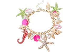 RUOFFETA Shell Starfish Necklace Bracelet Conch Statement Chunky Necklace Mermaid Costume Jewelry Beach Jewelry for Women