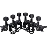 Guyker Guitar Locking Tuners (3L + 3R Handed) - 1:18 Lock String Tuning Key Pegs Machine Head with Hexagonal Handle Replacement for ST TL SG LP Style Electric, Folk or Acoustic Guitars - Black