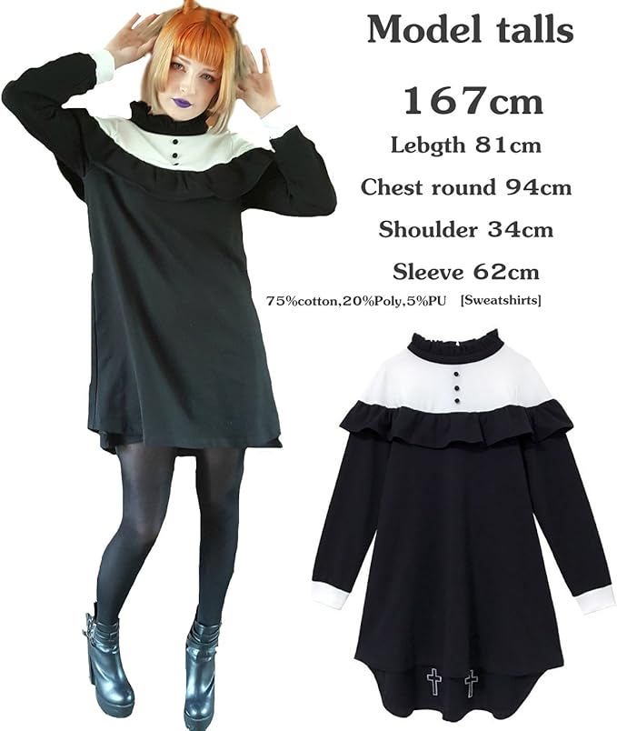 Amazon Co Jp Hellcatpunks レディース トレーナー パーカー ワンピース 大きい V系 パンク ロック バンギャ Op 0040 服 ファッション小物