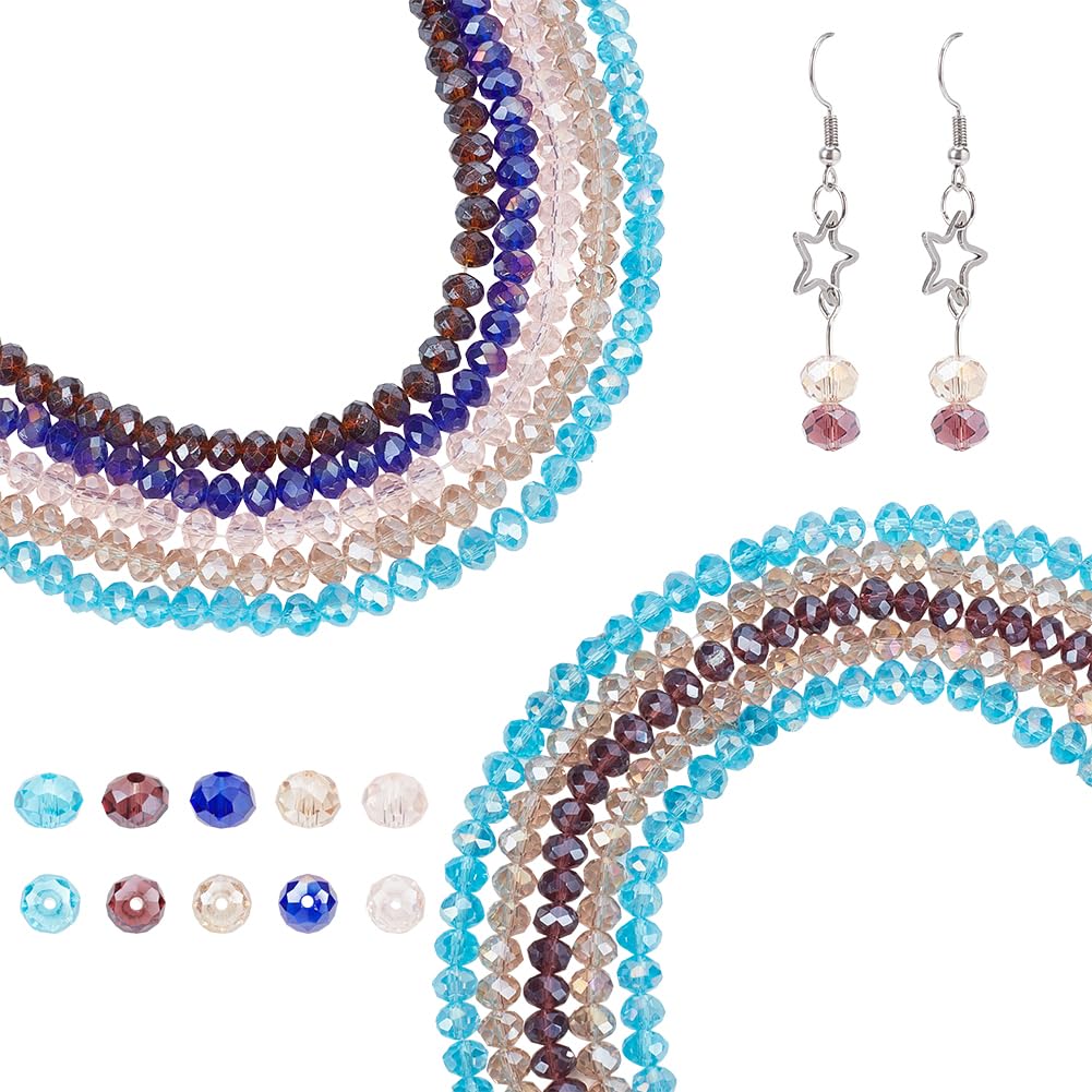 PH PandaHall 650pcs Faceted Glass Beads Mint Chocolate Colour Series Crystal Beads Electroplated Bead Sparkling Craft Bead for Sun Catcher Summer Hanging Ornaments Jewellery Making 8x6mm Hole: 1mm