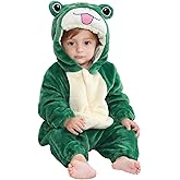 RWFVSJ Unisex Baby Flannel Animals Costume Cosplay Jumpsuit for Christmas Halloween Toddler Winter Front Zip Hooded Romper