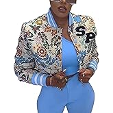 RISCUYY Varsity Jacket Women Cropped Jacquard Long Sleeve Button Down Cropped Floral Jackets for Women 2025