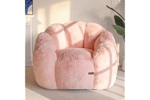 MAXYOYO Bean Bag Chair for Adults, Floral Shaped Bean Bag Sofa, Ultra Soft Faux Fur Floor Sofa, Large Reading Chair for Living Room Bedroom, Pink, Single