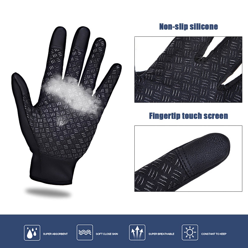 Cycling Gloves, Waterproof Touchscreen in Winter Outdoor Gel Bike Gloves