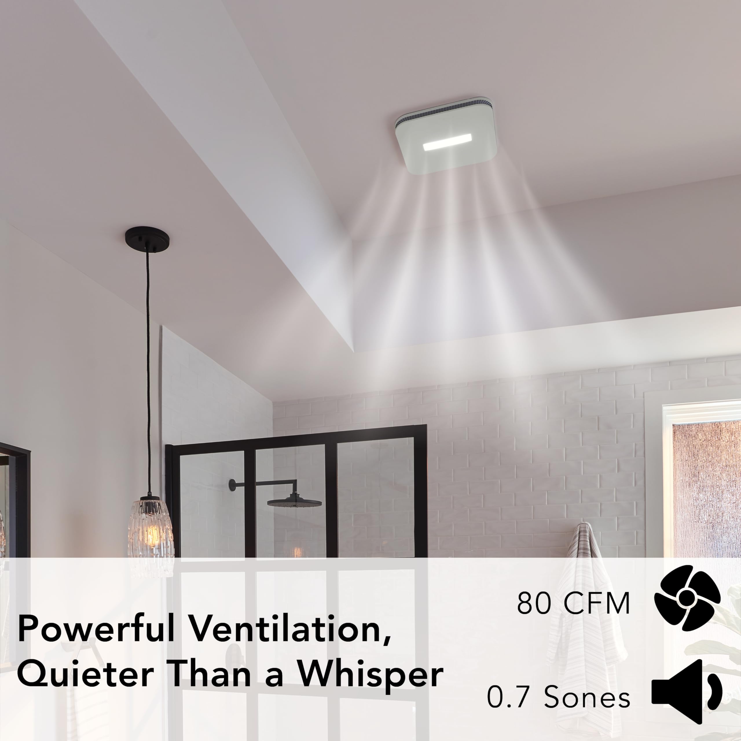 Broan-NuTone AE80LK Ventilation with LED CleanCover and Roomside Installation, ENERGY STAR Certified, 80 CFM, 0.7 Sones, White