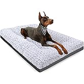 POCBLUE Deluxe Washable Dog Bed for Large Dogs Dog Crate Mat 35 Inch Comfy Fluffy Kennel Pad Anti-Slip for Dogs Up to 60 lbs, 35" x 23", Grey