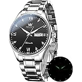 OLEVS Automatic Watches for Men Self Winding Mechanical Wristwatch Luxury Business Dress Stainless Steel Luminous Waterproof Calendar Mens Watch