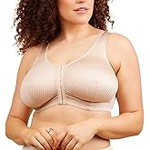 Leading Lady, Marlene, Front-Closure Bra for Women, Wireless, Full Coverage, Wide Straps, Breathable, Unlined, Silky, 36B-52G