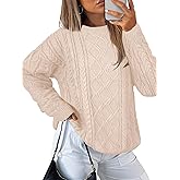 Womens Chunky Knit Sweaters 2025 Fall Winter Crew Neck Pullover Long Sleeve Warm Tops