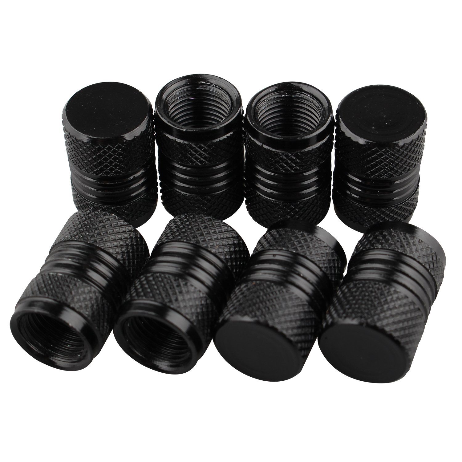 Futheda 8pcs Aluminum Alloy Dust Cap Car Wheel Tyre Caps Universal Automobiles Metal Valve Cap Auto Tire Valve Stem Dust Covers Car Accessories (Black)