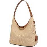 Straw Shoulder Bag for Women Summer Soft Woven Shoulder Purse Handbags,Beach Tote Straw Bag for Vacation