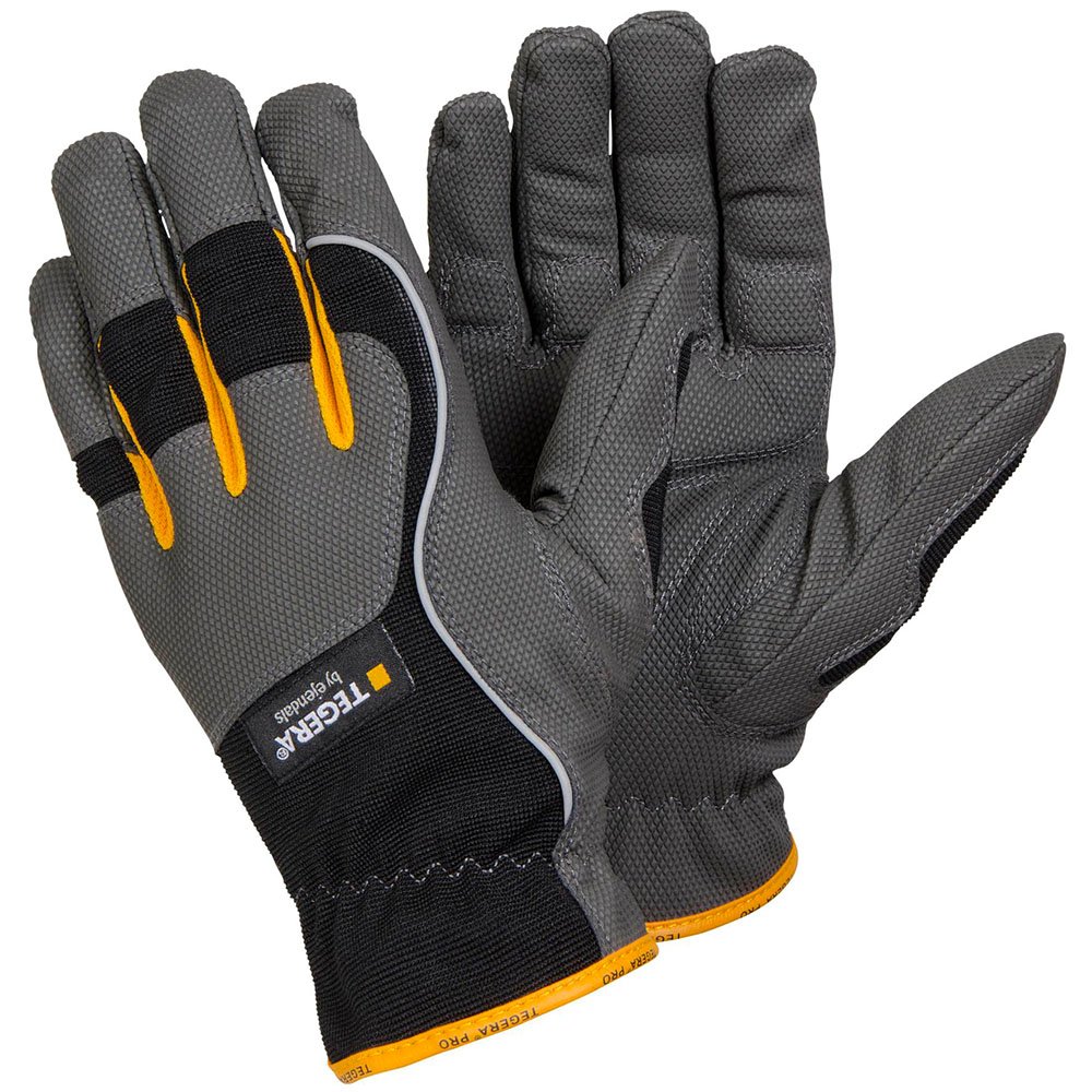 Ejendals 9125-10 Size 10 "Tegera 9125" Synthetic Leather Glove - Grey/Black/Yellow