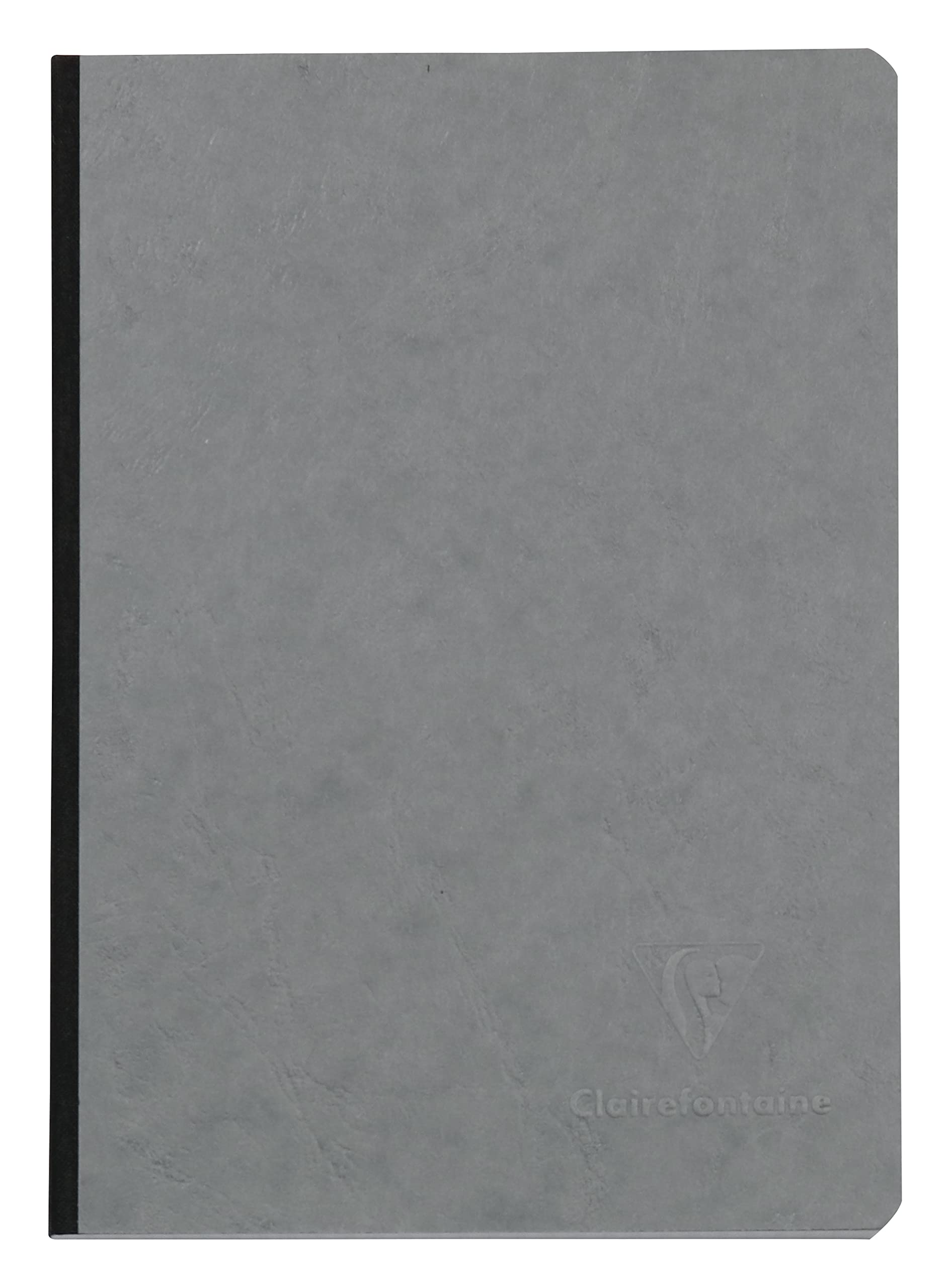 Clairefontaine 795425C Collection Age Bag A Grey Canvas Back Stitched Notebook - A5 14,8x21cm - 192 Small Square Pages - 90 g White Paper - Leather Card Cover