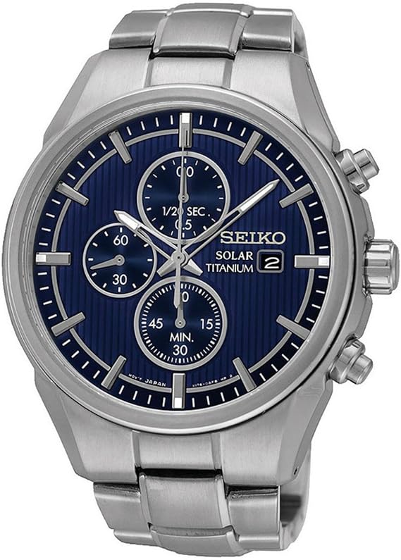 seiko men's solar chronograph stainless steel bracelet watch