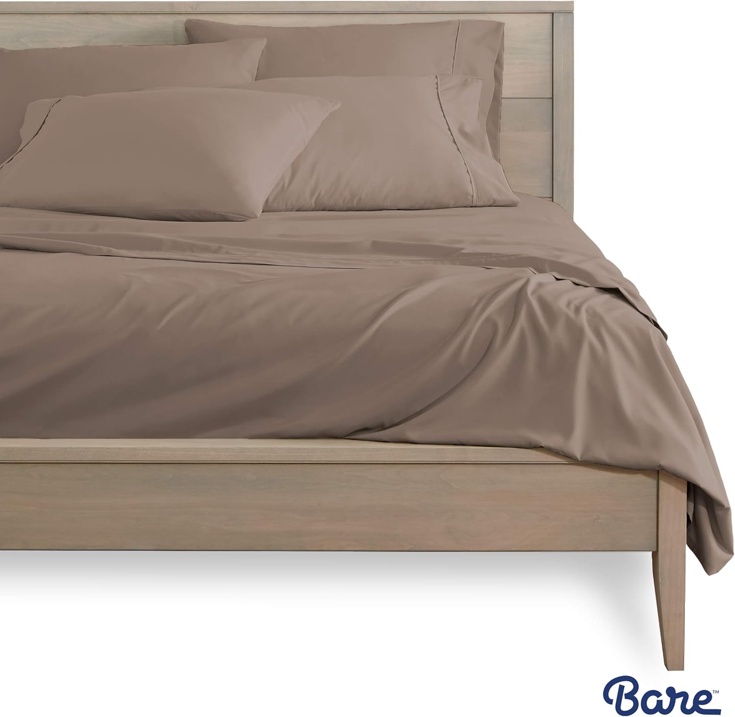 Bare Home 4 Piece 1800 Deep Pocket Bed Sheet Set - Twin Extra Long - Ultra-Soft Hypoallergenic - 2 Pillowcases (Twin XL, Taupe): Home & Kitchen