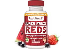 THE FEEL GREAT VITAMIN COMPANY Feel Great 365 Superfruit Reds Supplement | Reds Superfood Antioxidant & Polyphenol Supplement | Anti-Aging Supplement | Acai Berry, Goji Berry, Noni, Mangosteen, Pomegranate, Blueberry & More