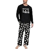 PrinStory Men's Pajama Sets Loungewear Sleepwear Pjs Lightweight Long Sleeve Shirts & Bottoms Soft Comfy Sleep Sets S-2XL