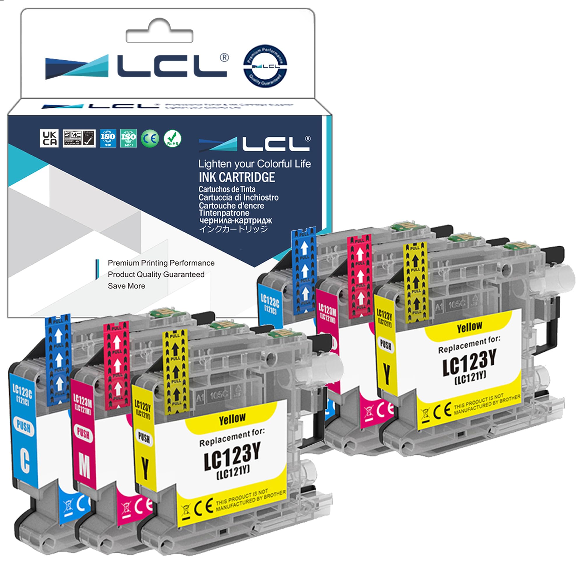 LCL LC123 Ink Cartridge Replacement for Brother LC121 LC123 LC123C LC123M LC123Y for MFC-J4410DW J4510DW J4610DW J4710DW J470DW J6920DW J870DW J245 J650DW J6720DW J6520DW DCP-J4110DW (2C2M2Y)