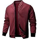 Wizoat Mens Casual Jacket Loose Fit Lightweight Jacket Varsity Bomber Jacket with Zipper