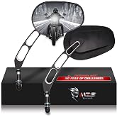 MZS M8 Motorcycle Rear View Mirrors for Road King Electra Street Glide Tir | Black Adjustable Teardrop Long Hollow Rod Touring Motorcycle Mirrors, Convex Glass, fits Softail Dyna Street Glide Breakout
