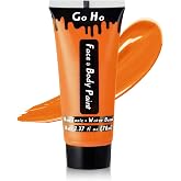 Go Ho Orange Face Body Paint Washable,Halloween Orange Makeup(2.37oz) | Large Tube Water Based Cream Full Body Paint for Orange Alien Pumpkin Tiger SFX Cosplay Festivals Halloween Costumes