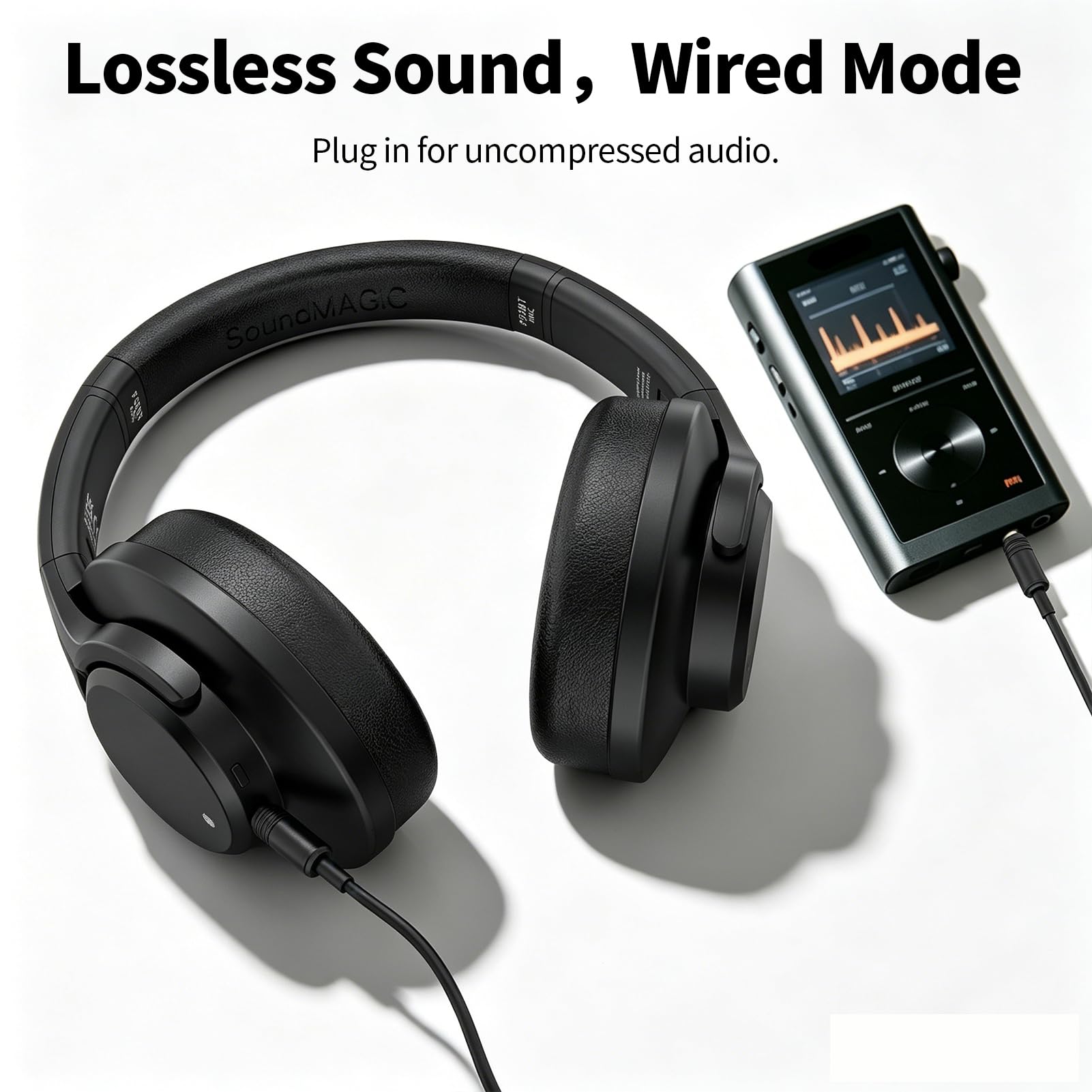 SoundMAGIC P58BT ANC Over Ear Hybrid Active Noise Cancelling Bluetooth Kopfhörer mit CVC Rauschunterdrückung, immersives Audio, niedrige Latenz, Schwarz 8
