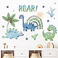 Toddler Boy Bedroom Decor Mfault Boho Dinosaur Wall Decals Stickers, Bohemian Dino Hawaii Nursery Decorations Baby Boys Girls Bedroom Playroom Art, Neutral Toddlers Kids Room Decor Gifts Dinosaur Decor