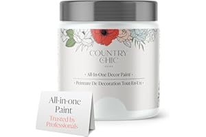 COUNTRY CHIC PAINT Country Chic All-in-One Chalk Paint for Furniture, Cabinets, Home Decor, Eco-Friendly, Matte Finish, Built-In Primer & Top Coat for Wood, Metal - Simplicity (White) - Pint 16 oz (475 ml)